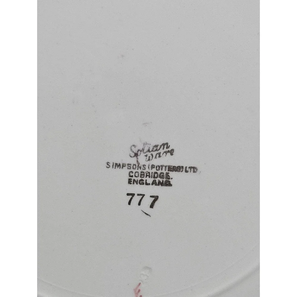 Simpsons Potters Solian Ware Dinner Plates Maroon 777 (4)‎  *crazing, chip